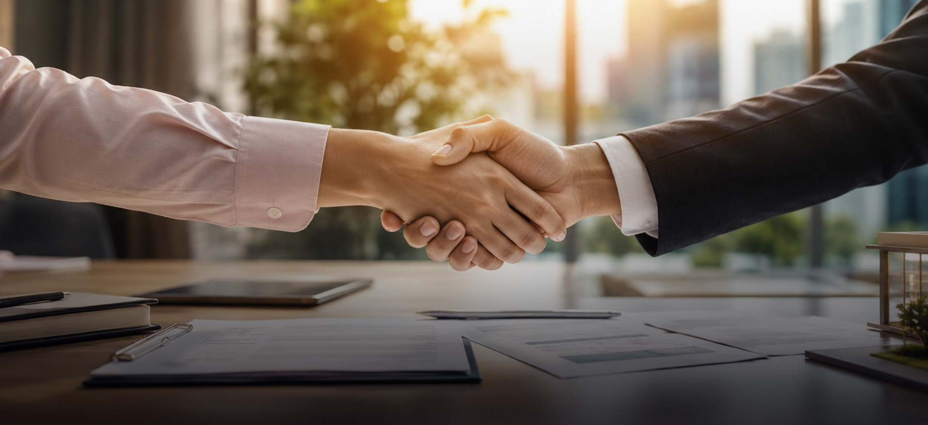 Two partners shaking hands